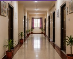 Bright corridor inside Sairam Ladies Hostel